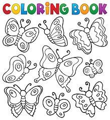 Image showing Coloring book various butterflies theme 1