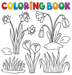 Image showing Coloring book early spring flowers set 1