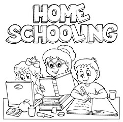 Image showing Home schooling monochrome image 1