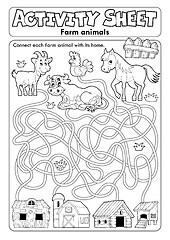 Image showing Activity sheet farm animals 1