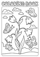 Image showing Coloring book bellflower and butterflies