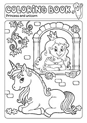 Image showing Coloring book princess and unicorn 1
