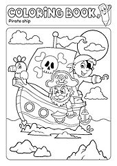 Image showing Coloring book pirate boat theme 2