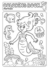 Image showing Coloring book mermaid topic 4