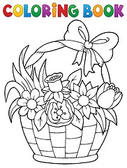 Image showing Coloring book flower basket theme 1