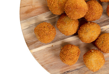 Image showing Dutch traditional snack bitterbal on a serving board