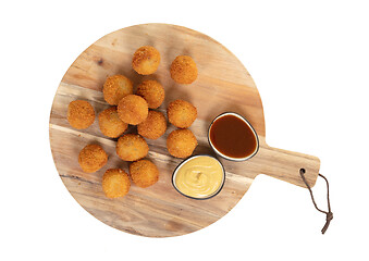 Image showing Dutch traditional snack bitterbal on a serving board