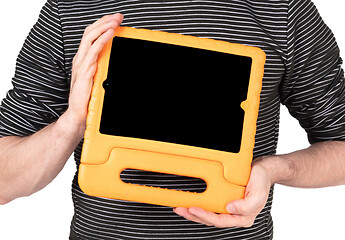 Image showing Tablet in a bright cover, designed for children