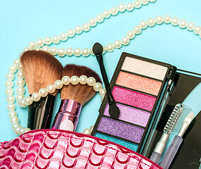 Image showing Makeup Brush Shows Eye Shadow And Accessory 