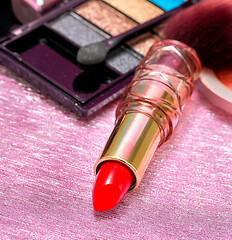 Image showing Cosmetic Makeups Means Lip Sticks And Glamour 