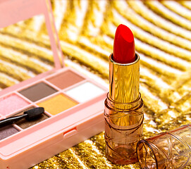 Image showing Red Lipstick Makeup Indicates Beauty Product And Face 