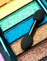 Image showing Eye Shadow Makeup Represents Soft Brush And Cosmetology 