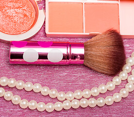 Image showing Brush For Makeups Shows Beauty Products And Applicator 