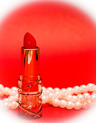 Image showing Red Lipstick Shows Make Up And Glamour 