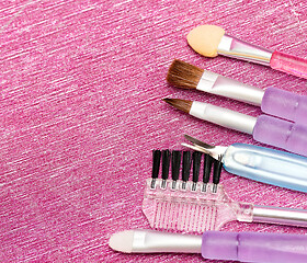 Image showing Different Makeup Brushes Represents Beauty Product And Cosmetic 