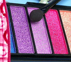 Image showing Eye Shadow Makeup Means Beauty Products And Applicator 