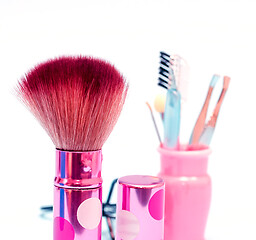 Image showing Soft Makeup Brush Shows Beauty Products And Applicator 