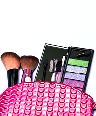 Image showing Cosmetic Makeup Kit Indicates Beauty Products And Blank 