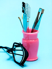 Image showing Cosmetic Makeup Tools Shows Beauty Product And Cosmetics 