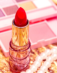 Image showing Cosmetic Red Lipstick Indicates Make Up And Cosmetology 