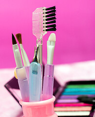 Image showing Different Makeup Brushes Indicates Beauty Products And Cosmetic 