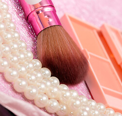 Image showing Makeup Brush Represents Beauty Products And Eyes 