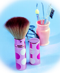 Image showing Foundation Makeup Brush Shows Beauty Products And Applicators 