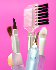 Image showing Different Makeup Brushes Indicates Beauty Products And Cosmetic 