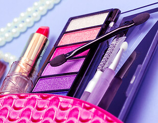 Image showing Makeup Kit Indicates Beauty Products And Brushes 