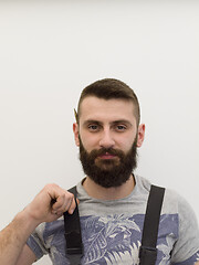 Image showing portrait of bearded hipster handyman