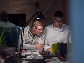 Image showing designers in the night startup office