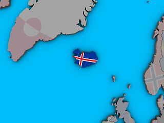 Image showing Iceland with flag on 3D map