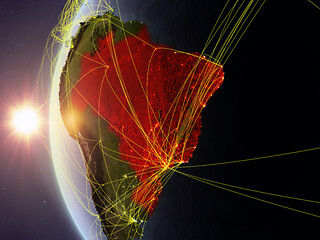 Image showing Brazil from space with network