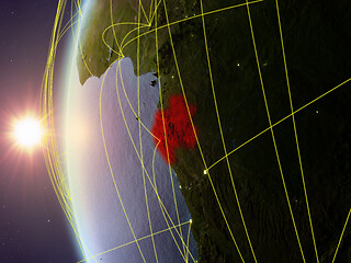 Image showing Gabon from space with network