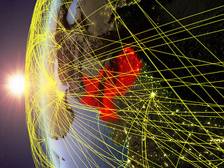 Image showing Pakistan from space with network