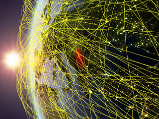 Image showing Serbia from space with network