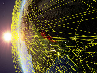 Image showing Nepal from space with network