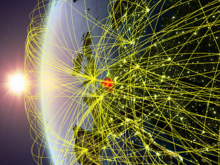 Image showing Belgium from space with network