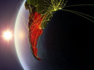 Image showing Argentina from space with network