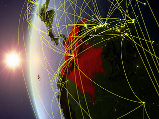 Image showing Colombia from space with network