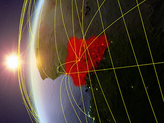 Image showing Nigeria from space with network