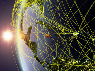 Image showing Jamaica from space with network