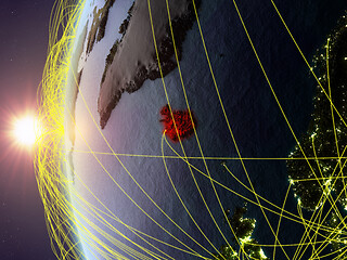 Image showing Iceland from space with network