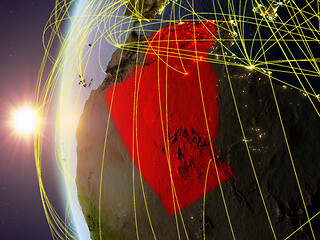 Image showing Algeria from space with network