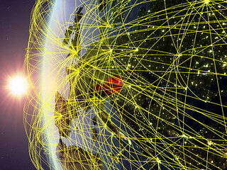 Image showing Austria from space with network