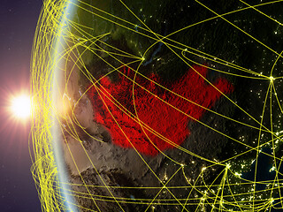 Image showing Mongolia from space with network