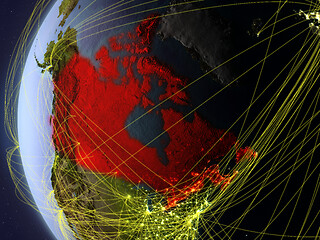 Image showing Canada from space with network