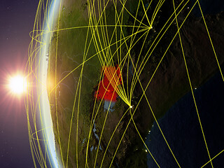 Image showing Uganda from space with network