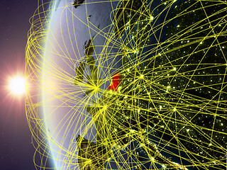 Image showing Netherlands from space with network