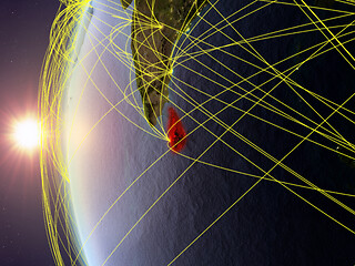 Image showing Sri Lanka from space with network